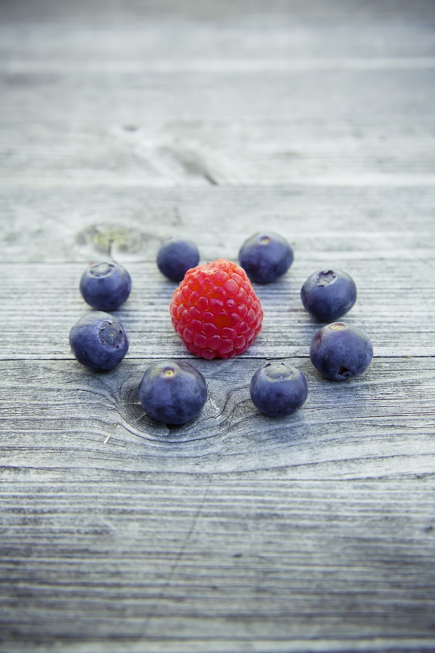 blueberries, raspberries, fruit